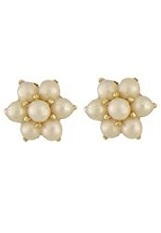 small pretty gold cultivated flower pearl baby earrings